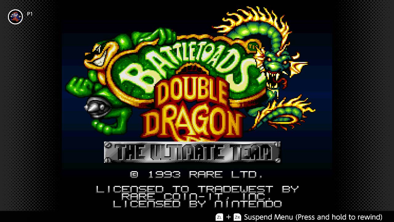 Screenshot of Battletoads and Double Dragon title screen