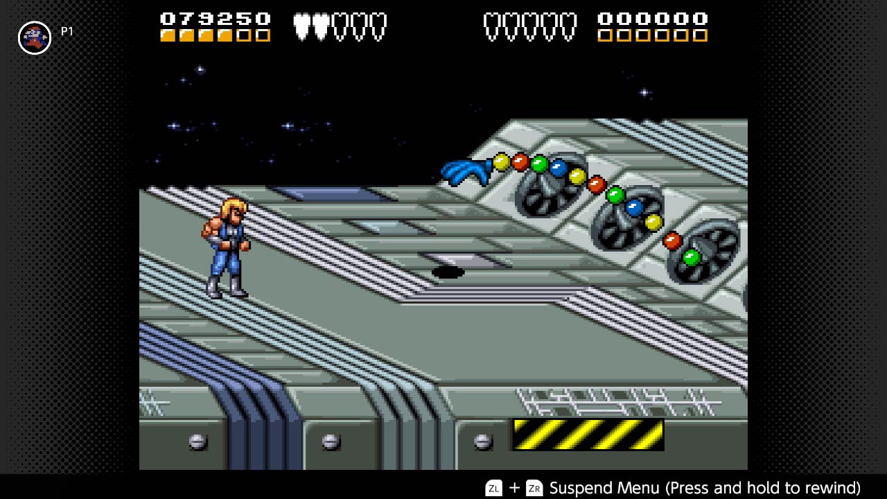 Screenshot of the hand enemies found in the first stage of Battletoads and Double Dragon