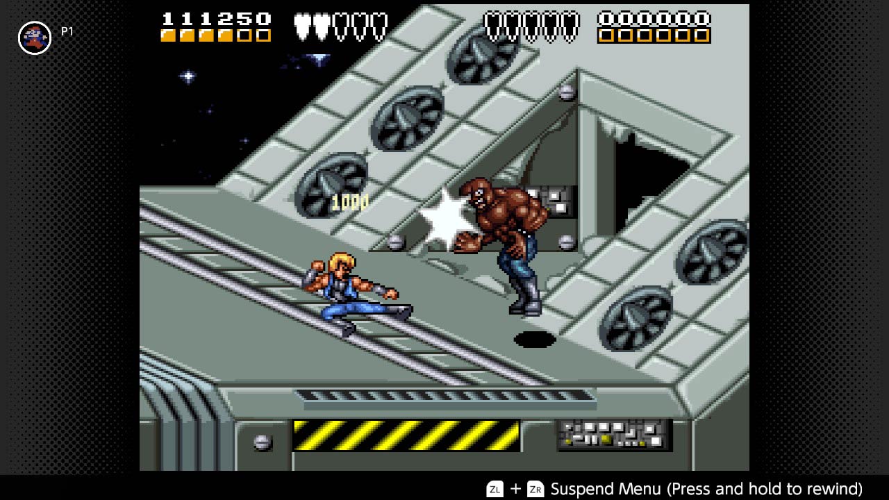 Screenshot of Abobo at the end of the first stage of Battletoads and Double Dragon
