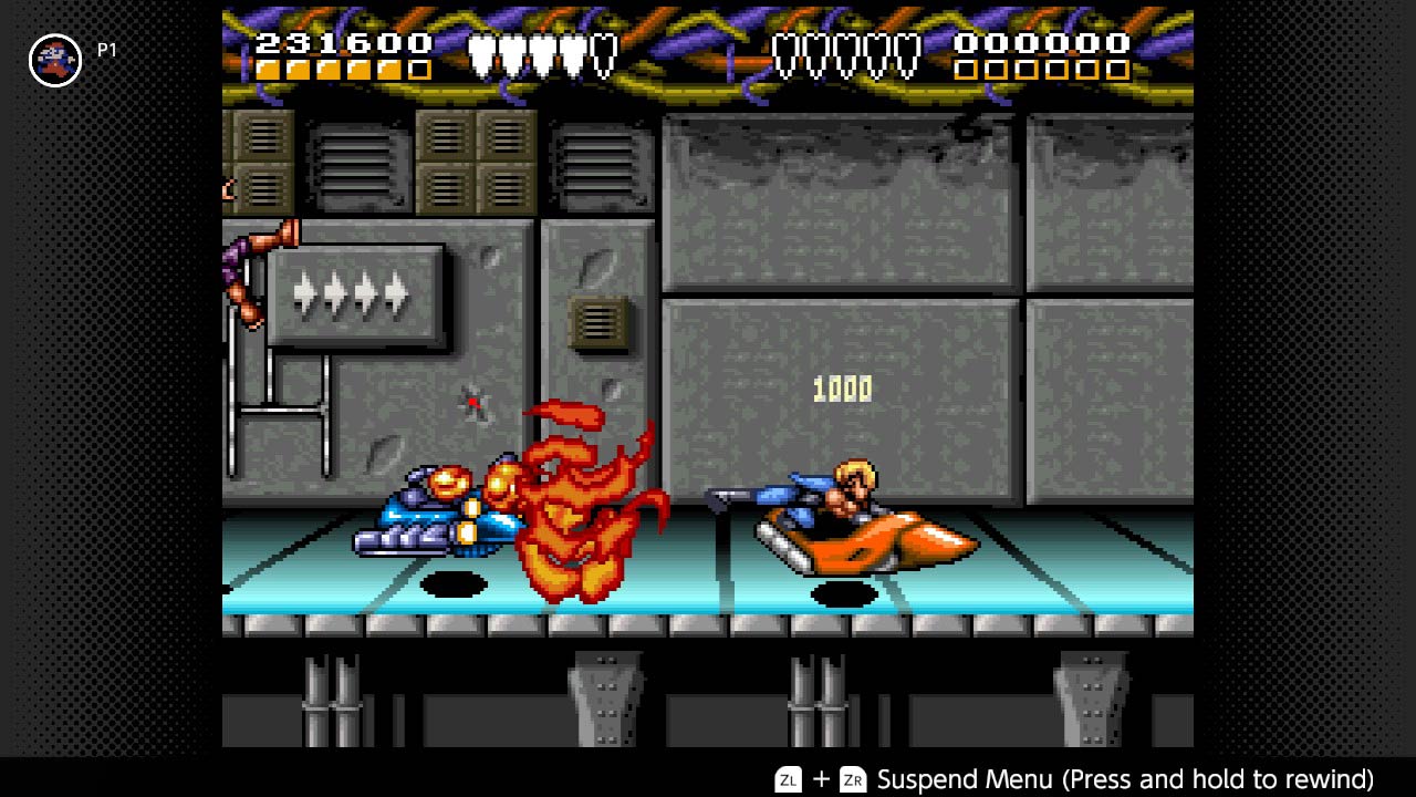 Screenshot of the Turbo Tunnel sequence in the second stage of Battletoads and Double Dragon